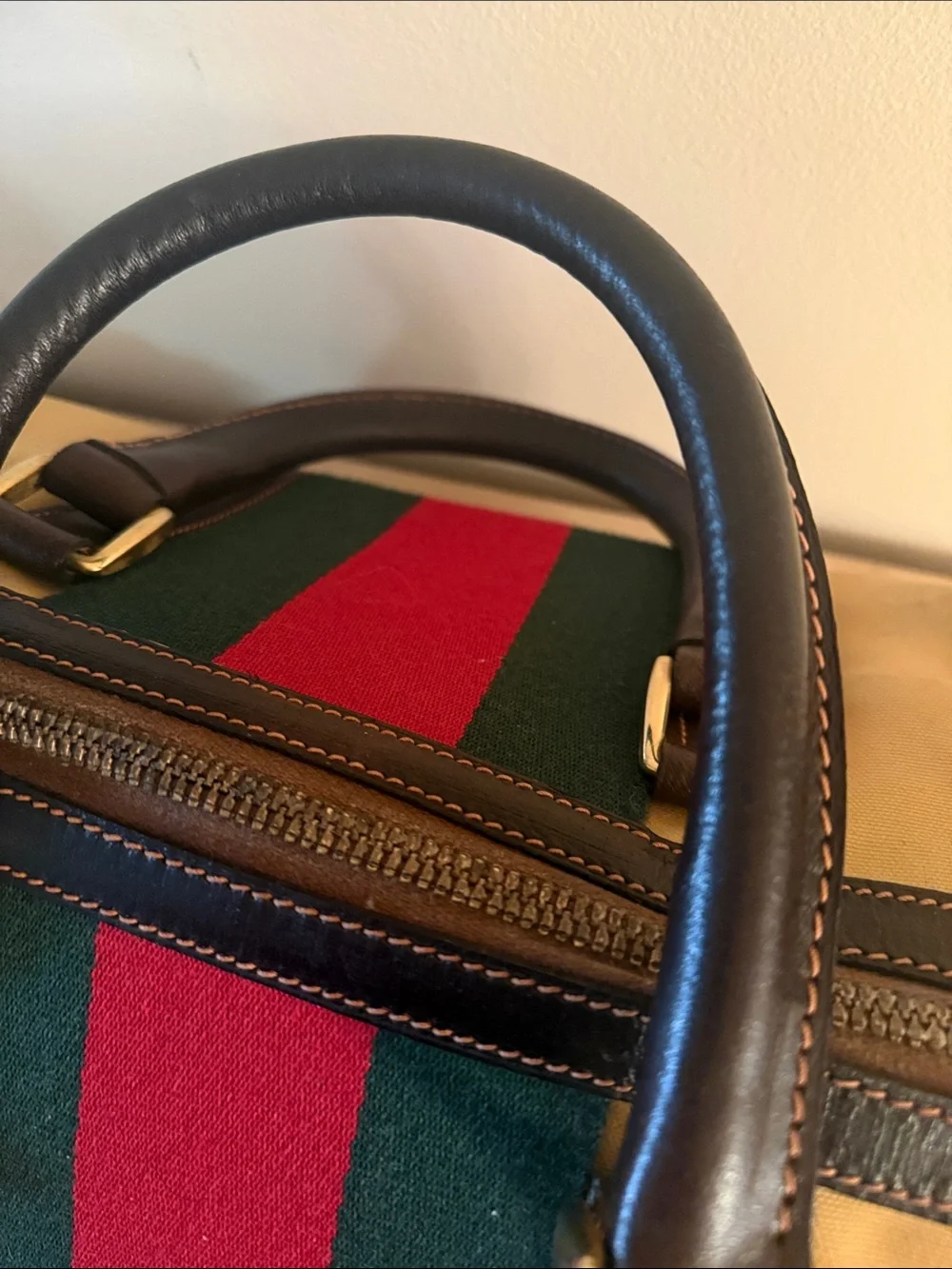 Vintage Gucci Web Stripe Weekender Bag